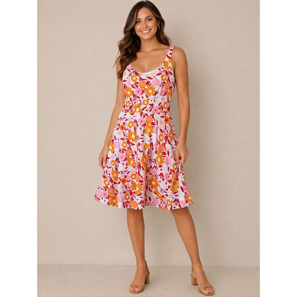 Donna Ricco Floral Sleeveless A Line Knee Length Dress with Hidden Zipper Size 8